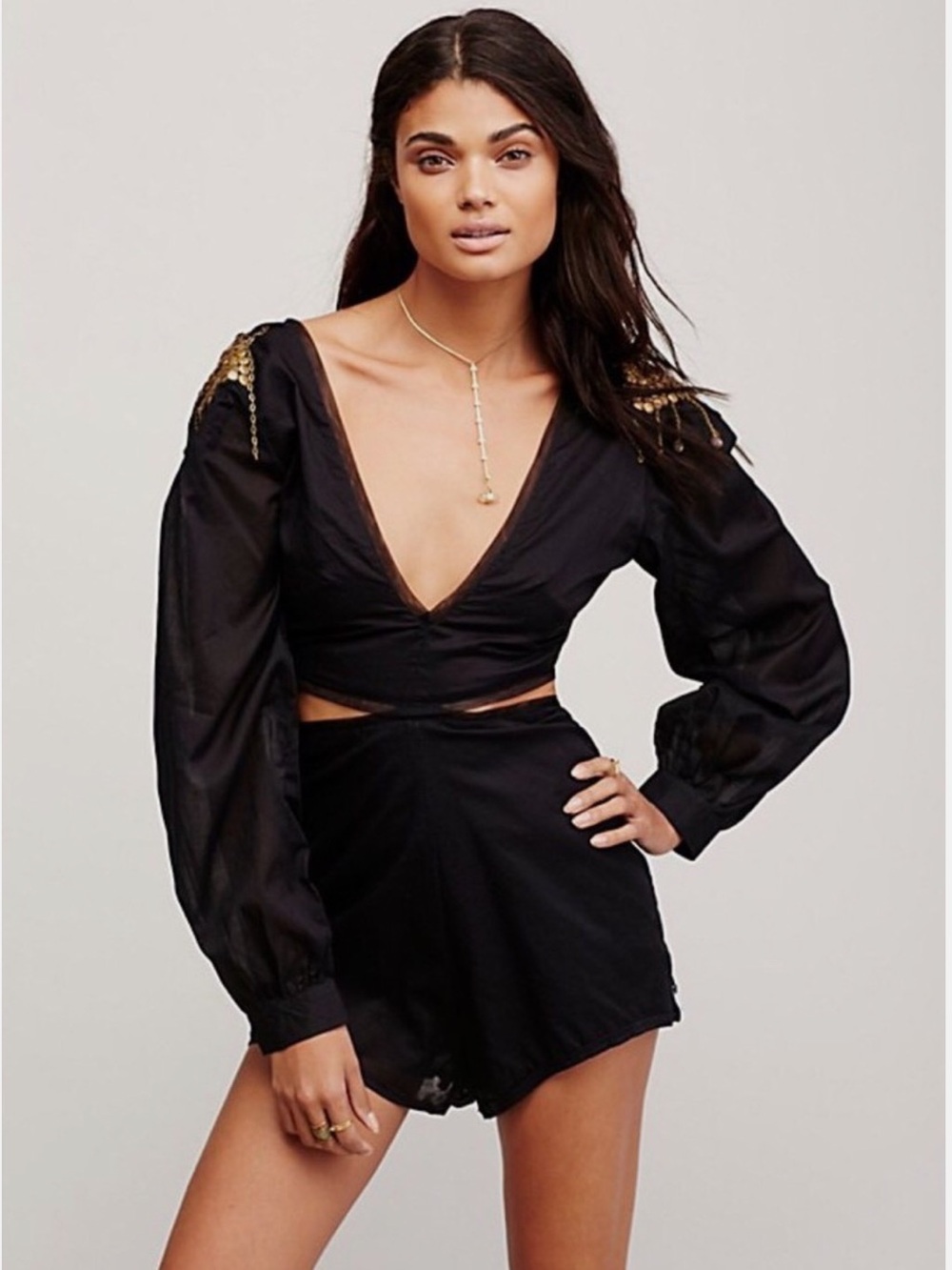 Free People x One Teaspoon Wildcat Romper Cut Out Embellished XS